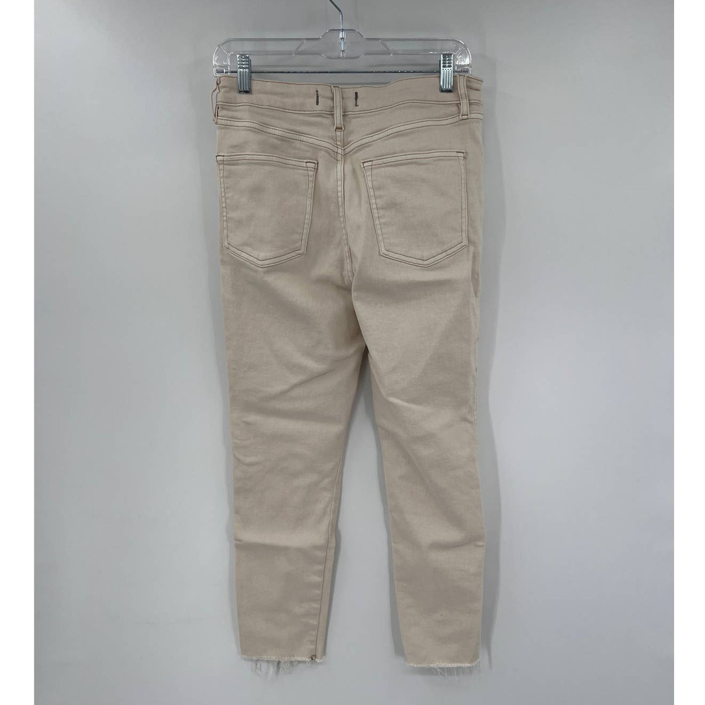 We the Free Free People Cream stretch raw hem high rise cropped jeans size 32 - Picture 4 of 5
